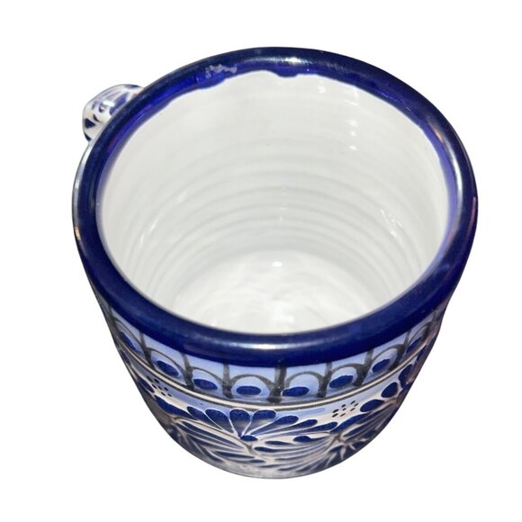 Telavera Mexico Coffee Tea Mug Blue White Milestones Pattern 4" - Picture 3 of 4